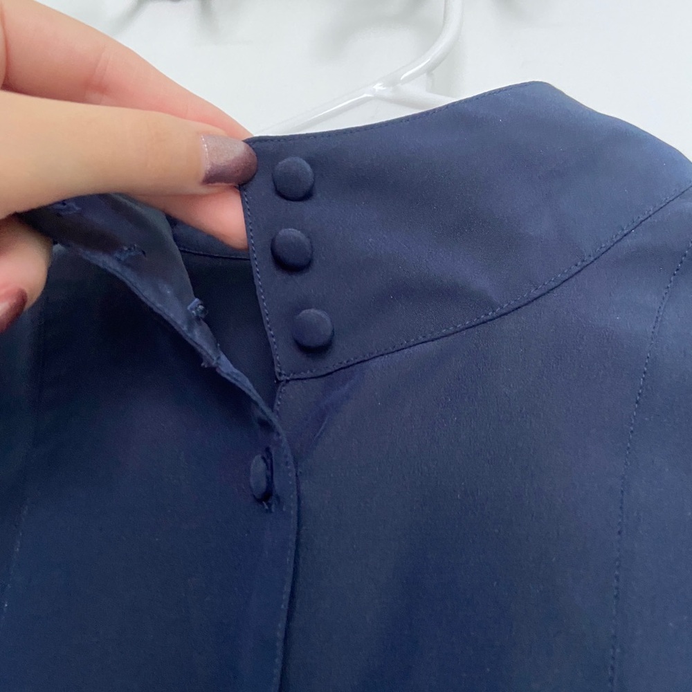 Talbots Navy Blue Buttoned Blouse - image 3